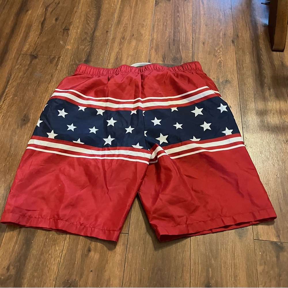 Red Men's Swim Trunks - Picture 3 of 5